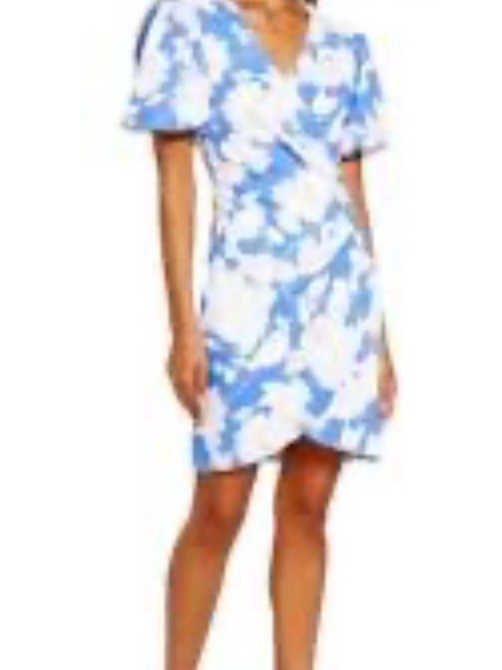 julia jordan Blue and White Floral V-Neck Dress